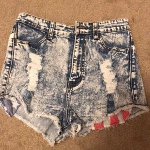 High waisted jean shorts